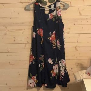 Navy blue and floral dress